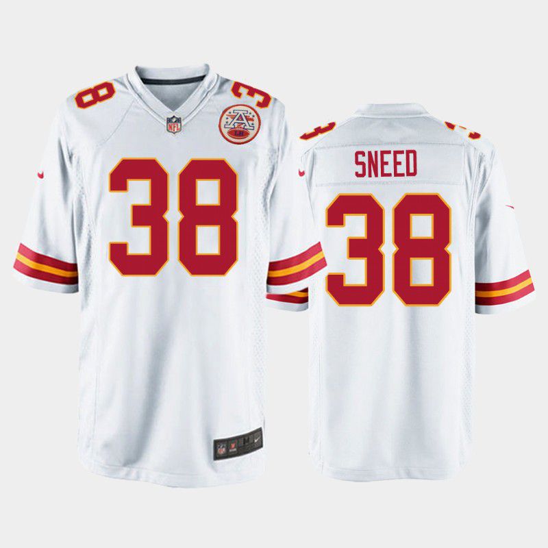Men Kansas City Chiefs #38 Sneed Nike White Game NFL Jersey